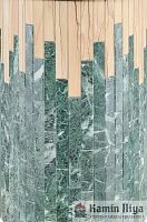 Фасад Ферингер прямой/угловой (Окаменевшее дерево перенесенный рисунок + Змеевик/Жадеит/Россо Леванте) смотреть фото